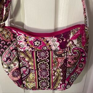 Vera Bradley Pink and Green Shoulder Bag with Paisley Design